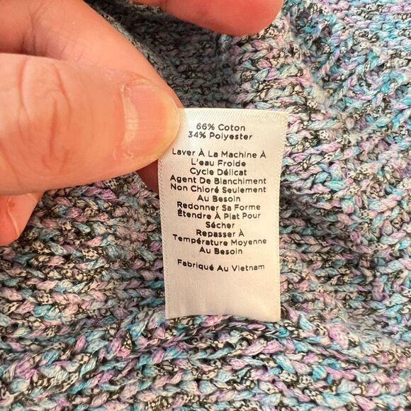 Talbots Blue Multicolor Crew Neck Cotton Blend Knit Long Sleeve Sweater Size OX - Picture 10 of 11